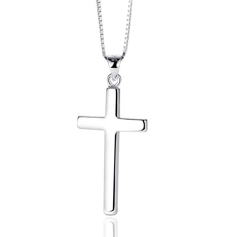 Silver Plain Cross Pendant Necklace