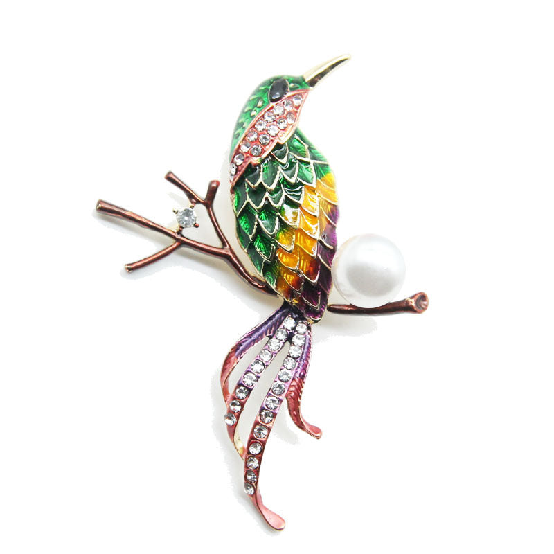 Flower and Bird Alloy Brooch