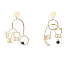 Trendy Cat Pendant Earrings for Women in Silver
