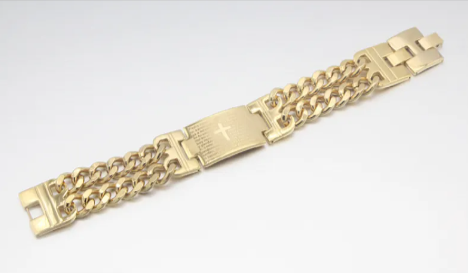 Scripture Cross Curb Chain Bracelet