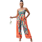 DN8718 Women's Fashion Print Tube Top & Pants Set