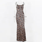 Women's Leopard Print Bodycon Maxi Dress