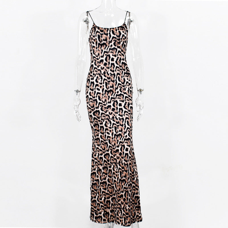 Women's Leopard Print Bodycon Maxi Dress