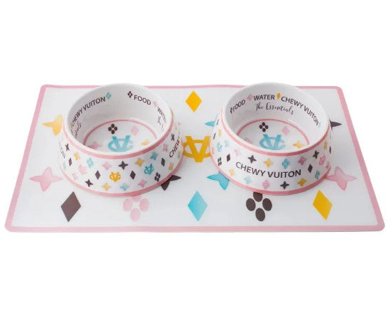 Luxury Ceramic Dog Bowl with Placemat