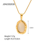18K Gold-Plated Cat Eye Stone Pendant Necklace