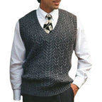 Men's Cable-Knit V-Neck Sweater Vest