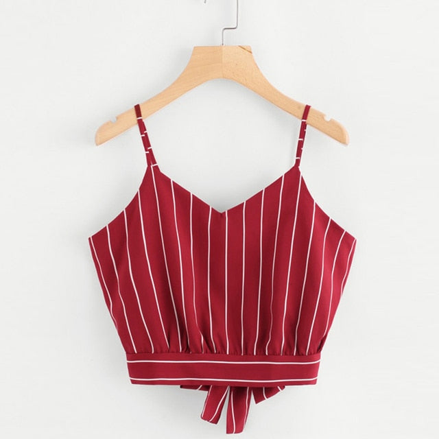 Striped Spaghetti-Strap Camisole Top
