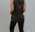 Summer Rainbow Letter Print Round Neck Tank Top