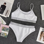 Women's Wine Red Rhinestone High-Waist Bikini Set