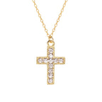Gold Crystal Cross Pendant Necklace - Christian Jewelry