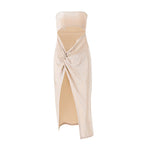 Twisted Hollow-out Tube Top Split Dress