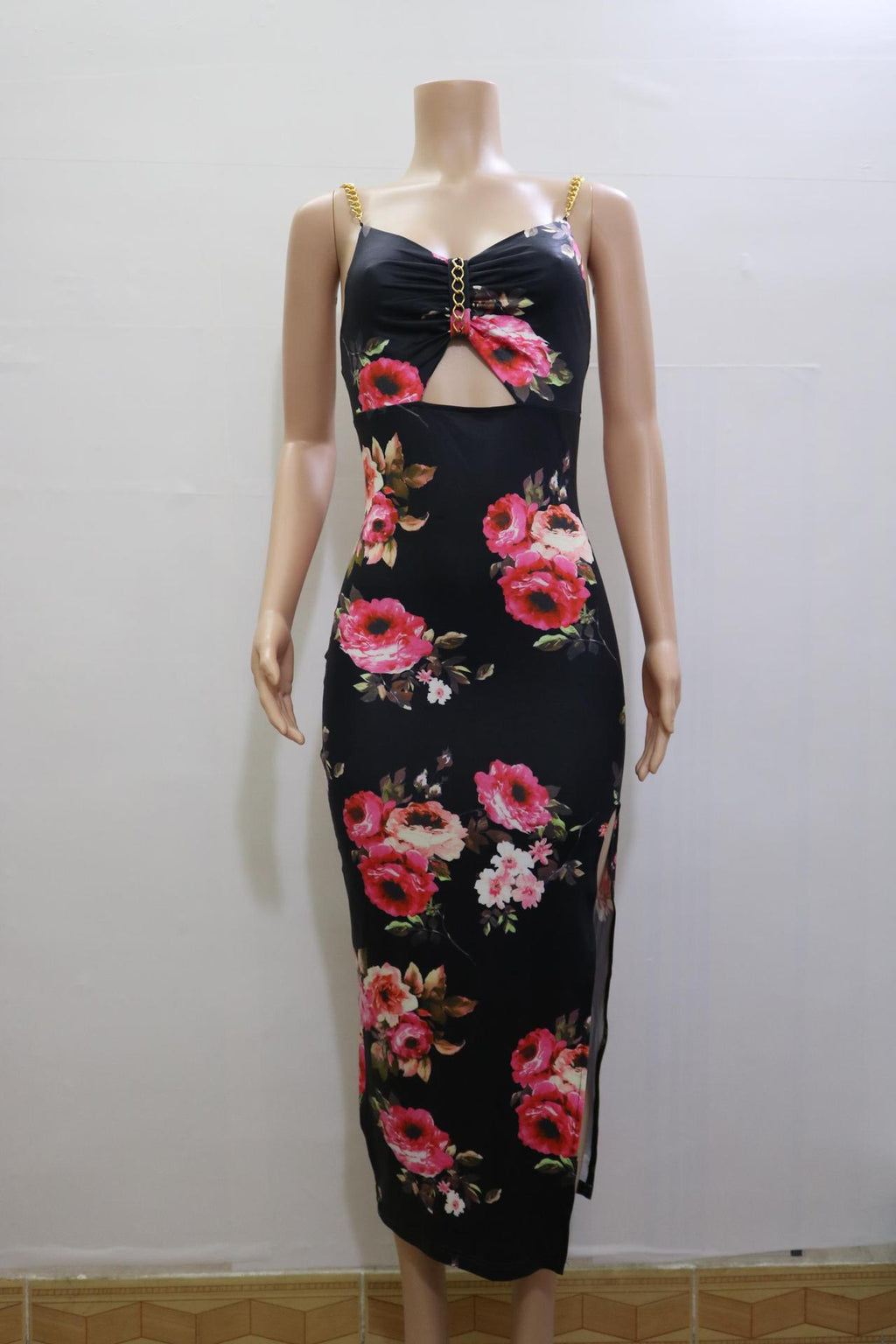 New Women's Summer Floral Print Spaghetti-Strap Dress