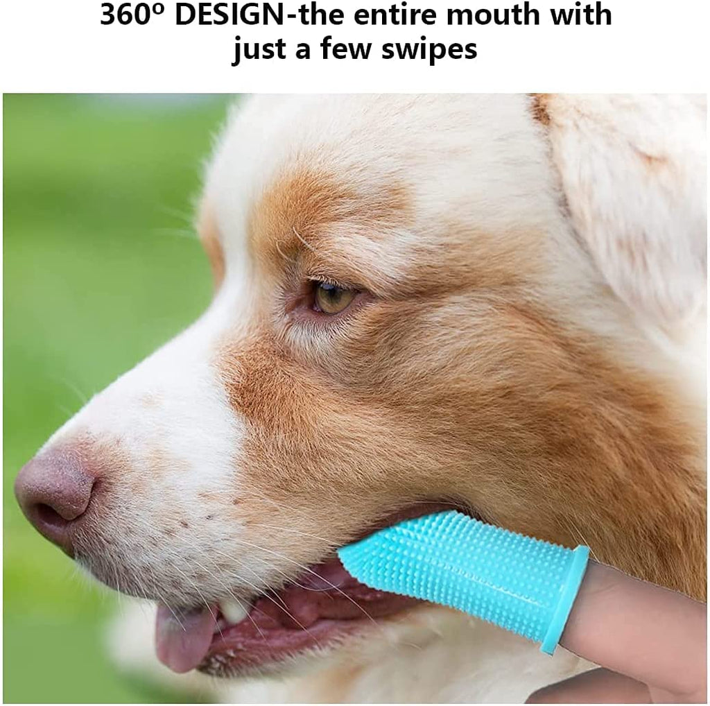 Pet Finger Toothbrush for Dogs & Cats, 360 Soft Silicone Dental Brush with Storage Case, BPA-Free Teeth & Gum Cleaner