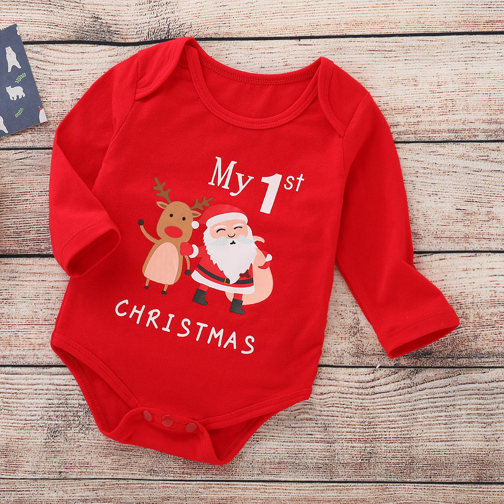My 1st Christmas Santa & Reindeer Baby Bodysuit