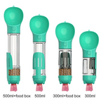 Portable Dog Water Bottle 4-in-1 Travel Dispenser with Foldable Drinking Bowl Food Container and Waste Bag Holder Leak-Proof 300ml 500ml