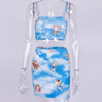 Cherub Print Tank Top and Skirt Set
