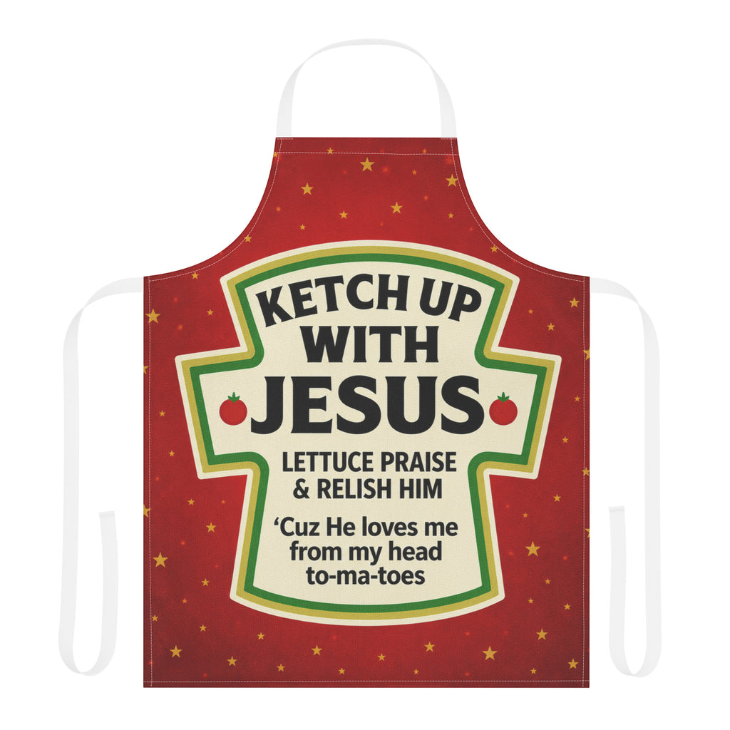 Ketch Up With Jesus Christian Apron - Funny Kitchen Apron