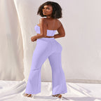Fashionable Crop Top and Bell-Bottom Pants Set for Women