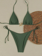 Red Triangle String Bikini Set with Starfish Charm