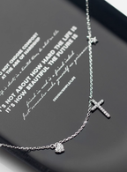 Ailuoqi Silver Necklace with Heart and Cross Design