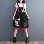 Large Fashion Embroidered Denim Overalls Shorts for Women