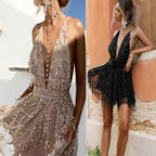 Backless Sequin Maxi Dress with Spaghetti Straps