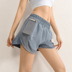 Women's High Waist Quick Dry Mesh Sports Shorts with Pockets