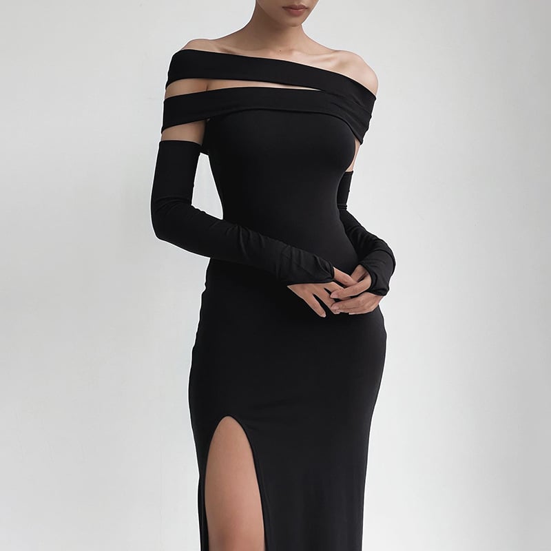 Tube Top Dress with Multiple Binding Methods and Split Design