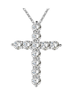Silver CZ Crystal Cross Pendant Necklace for Women