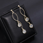 Cat Eye Stone Long Drop Earrings