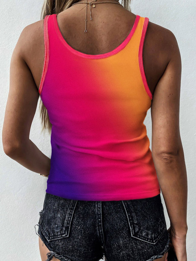 Women's Casual Sleeveless Split Neck Tank Top