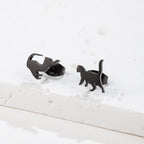 Rose Gold Stainless Steel Cat Stud Earrings
