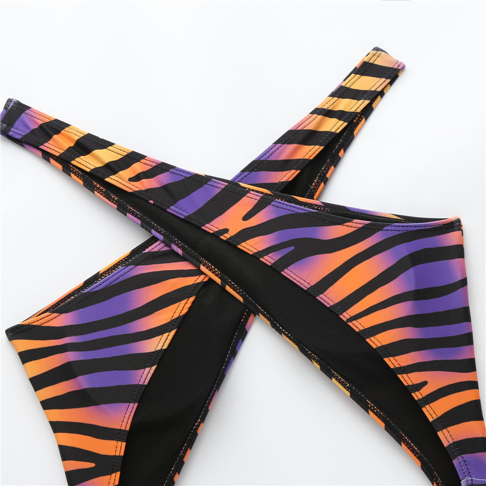 Baroque Print Cross-Front Cutout One-Piece Swimsuit