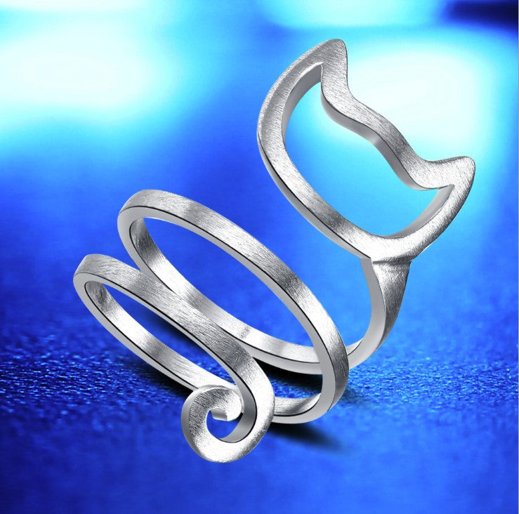 Silver Plated Cat Ring - Cute and Unique Design