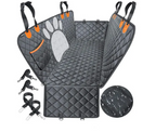 Waterproof Dog Car Seat Cover Hammock 600D Oxford Back Seat Protector with Mesh Window Storage Pocket and Seat Belts for Cars SUVs Trucks