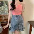 Knitted Sleeveless Halter Camisole