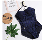 Black Crochet Lace One-Piece Swimsuit