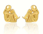 Silver Person Hugging Dog Stud Earrings