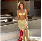 3-Piece Bikini and Beach Skirt Set