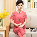 Summer Cotton Sleepwear Set for Older Women