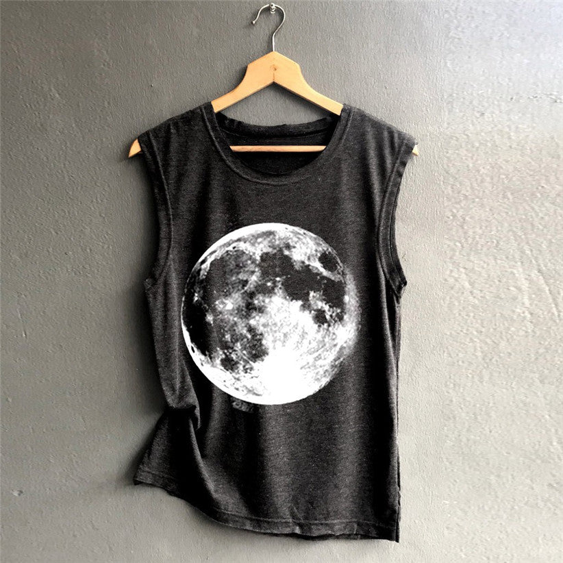 Earth Print Tank Top, Printed Vest, Sleeveless Top
