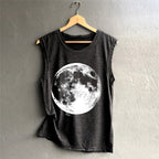 Earth Print Tank Top, Printed Vest, Sleeveless Top