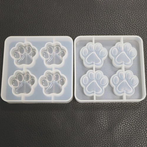 4-Cat Paw Silicone Mirror Crystal Resin Mold Pendant