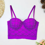 Pearl-Embellished Bustier Camisole Top