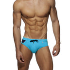 Men's Navy Swim Briefs with Neon Accent