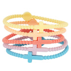 5Pc Cross Silicone Bracelets Set - Rainbow