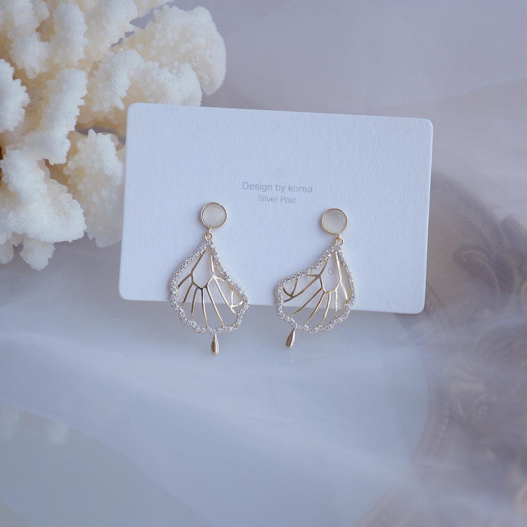 Zircon Butterfly Wing Drop Earrings