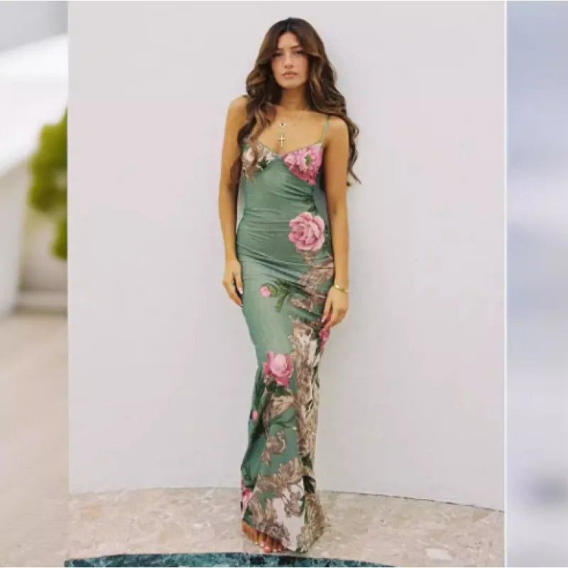 Temperament Elegant V-neck New Backless Fashion Simple Camisole Dress
