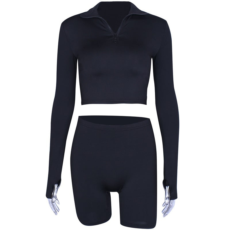 Spring Women's Long Sleeve Hoodie and Shorts Set