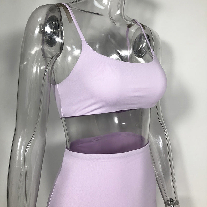 Women's Sexy Two-Piece Dress Set with Crop Top